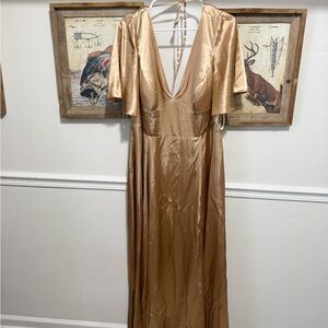Galina Gold Satin Dress
